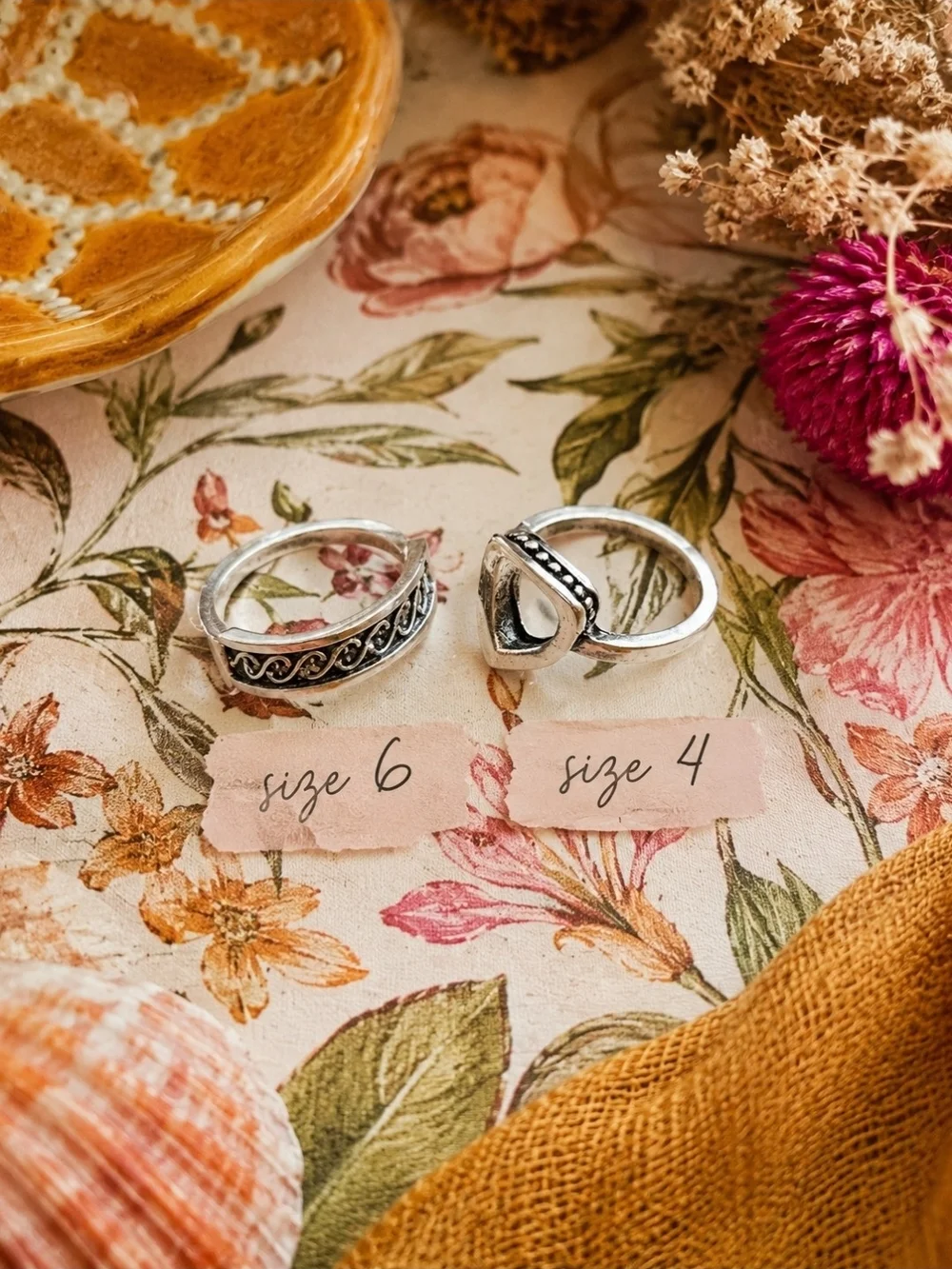 4/$15 Stackable Ring Set Sz 6 & 4 Silver Tone Hip Double Band Midi Ring - Silver